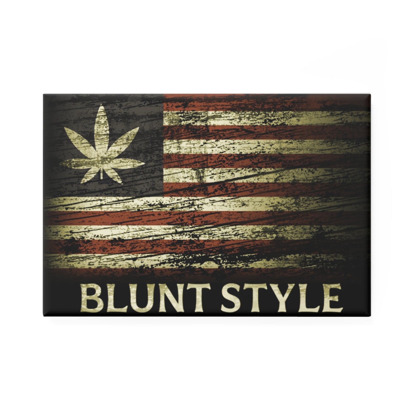 
                  
                    Blunt Style American Flag Magnet — Rustic Cannabis Leaf Rectangle Magnet
                  
                